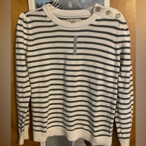 Loft gray and cream striped sweater. NWT